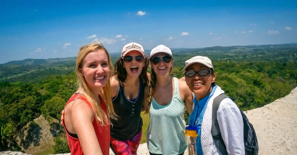 Guests enjoying a St. Leonard's Tours experience at Xunantunich near San Ignacio, Belize