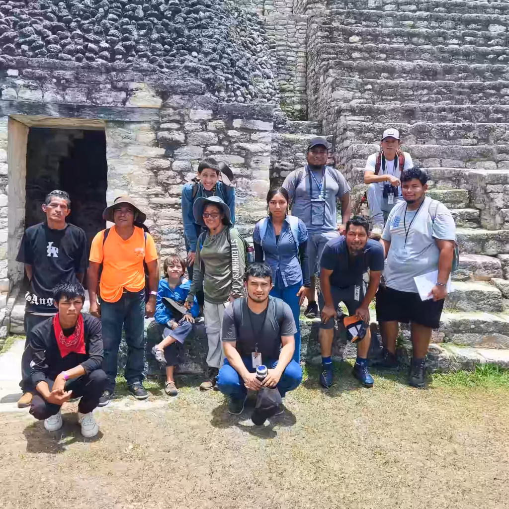 Carla Juan guiding guests at Xunantunich with St. Leonard's Tours in Belize