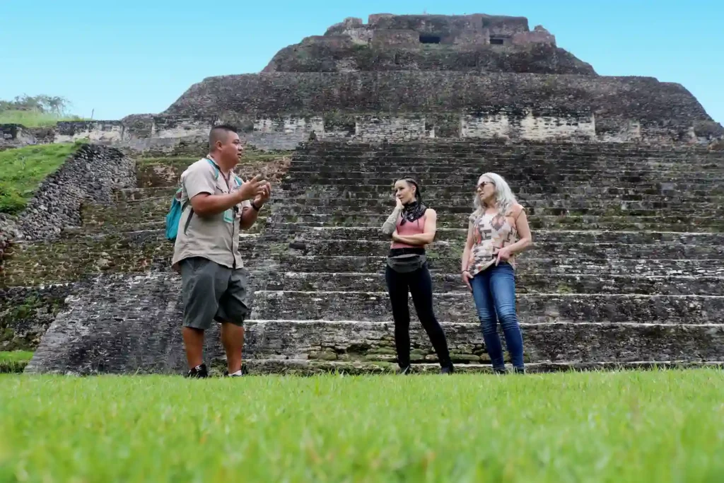 Xunantunich Maya site and cave tubing combination tour in Belize
